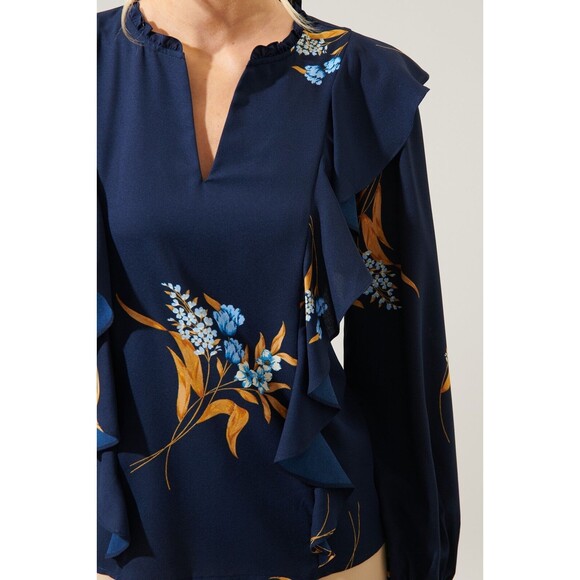 SUGARLIPS DUSK BLOOM WILHELM RUFFLE BLOUSE - NWT - Picture 4 of 4